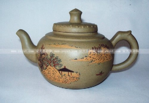 汤建林紫砂壶 鼓子泥绘 