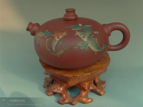 李经强紫砂壶 鱼乐 