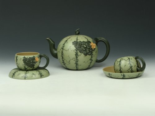 李军紫砂壶 西瓜套壶 