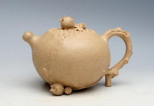 朱球紫砂壶 石榴壶 