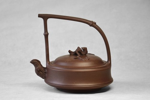 张红华紫砂壶 松竹提梁 