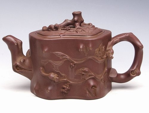 张建强紫砂壶 大松鼠葡萄 