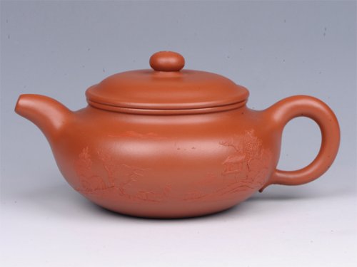 朱洪芳紫砂壶 仿古（朱泥泥绘） 