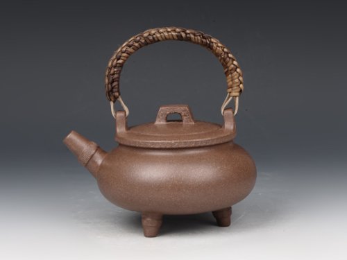 邵文紫砂壶 回纹三足提梁 