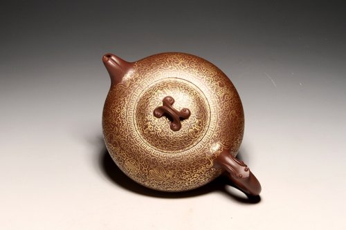 朱斌紫砂壶 鎏金心意 
