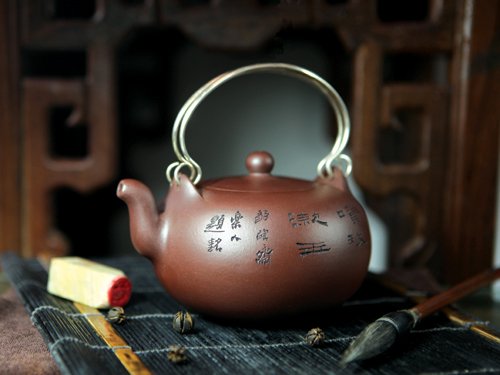 朱建明紫砂壶 银把一粒珠 