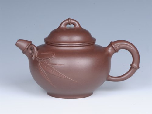 周庚大紫砂壶 潘壶竹节 