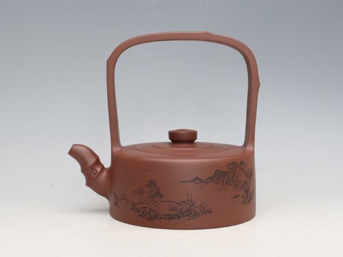 许红琴紫砂壶 山水竹提 