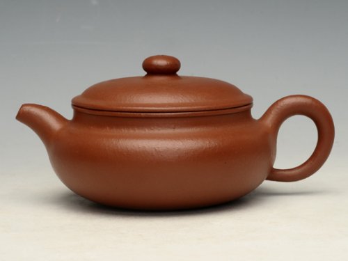 蒋彩萍紫砂壶 扁古 泥料：梨皮朱泥  200cc 