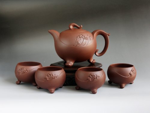 吴玉群紫砂壶 浪淘沙套具 
