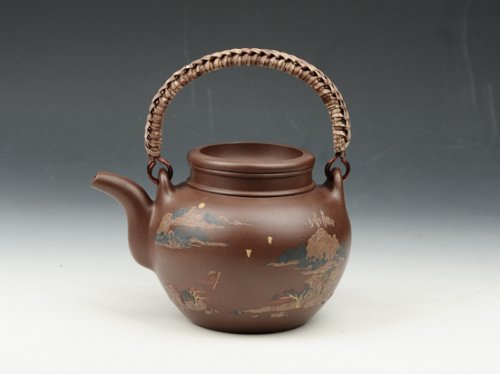 邵慧琴紫砂壶 蛋包提梁 500cc 原矿紫泥 