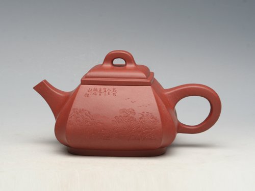 邹辉紫砂壶 四方抽角石瓢（全手工） 