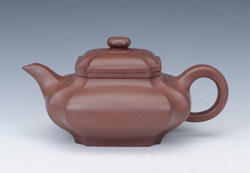 邵南平紫砂壶 六方抽角水扁 