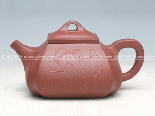 洪美华紫砂壶 抽角石瓢  洪美华与画家朱曜奎合作 