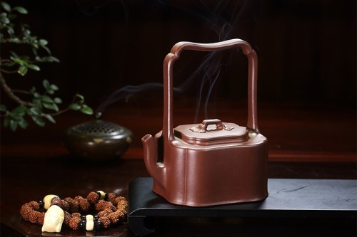 朱彬紫砂壶 智方提梁 