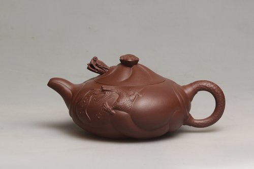 顾焕华紫砂壶 鱼化龙 