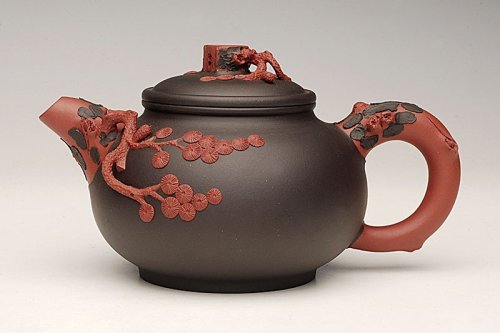 朱建伟紫砂壶 双色将军松壶 